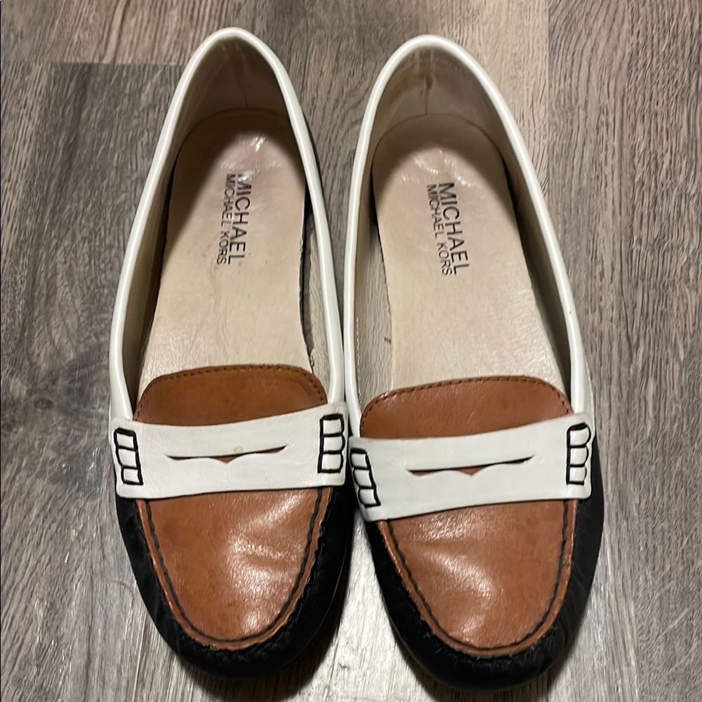 Michael Kors Brown and Black Leather Loafers